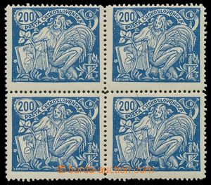 120595 -  Pof.174AII, 200h modrá, 4-blok, II. typ, ŘZ 13¾, zk.