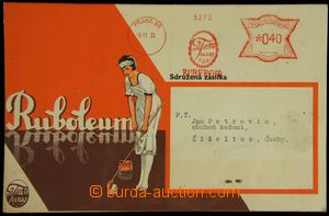 120624 - 1933 prošlý reklamní dvojlist na Ruboleum se vzorkem, fra