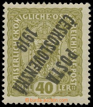 120751 -  Pof.42Pp, 40h Coat of arms olive, inverted overprint, exp. 