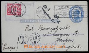 120810 - 1915 dopisnice USA, 1c modrá Mc Kinley, zaslaná do Londýn