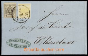120826 - 1858 skládaný dopis vyfr. zn. I. emise, Mi.1 světle žlut