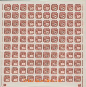 120842 - 1939 Pof.NV5, 10h red, complete 100-stamps sheet, ledge with