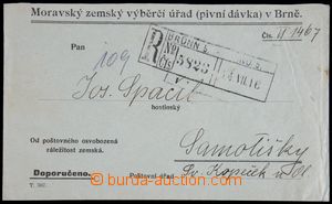 120891 - 1916 Reg letter with additional-printing beer dávka, addres