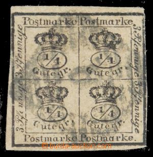 120993 - 1857 Mi.9b, Znak v oválu, 4x ¼Gr, ve vzácném světle