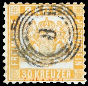120997 - 1862 Mi.22b, Coat of arms 30Kr, dark yellow-orange, white ba