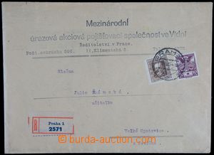 121081 - 1925 Reg letter with Masaryk 3 Koruna and Pigeon-issue 30h w