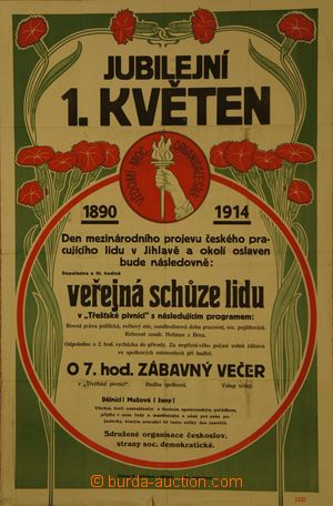 121115 - 1914 POLITIKA  plakát Jubilejní oslavy 1. máje 1914 v Jih