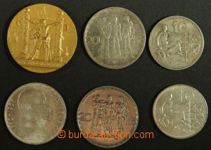 121182 - 1918-39 ČSR I. sestava 5ks Ag pamětních mincí, 2x 20Kč,