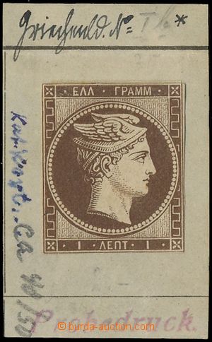 121253 - 1861 PLATE PROOF  Head of Hermes 1L brown, plate proof stamp