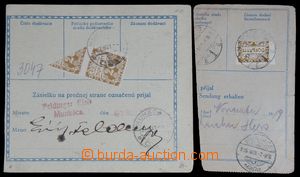121369 - 1919-21 comp. 2 pcs of parcel dispatch card segments franked