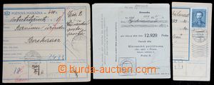 121372 - 1919-38 comp. 3 pcs of parcel dispatch card segments with CD
