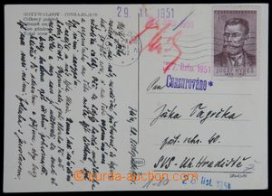 121392 - 1951 UHERSKÉ HRADIŠTĚ  pohlednice zaslaná do věznice SV