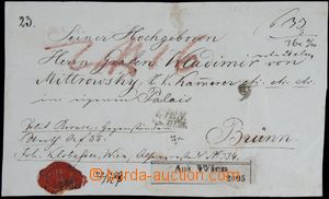 121432 - 1859 ručně psaná balíková průvodka k zásilce z Vídn