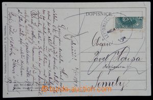 121451 - 1919 pohlednice vyfr. půlenou známkou Mi.222 (Karel 20h), 