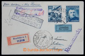 121479 - 1939 Reg and airmail letter abroad with Alb.L6, 45, CDS BRAT