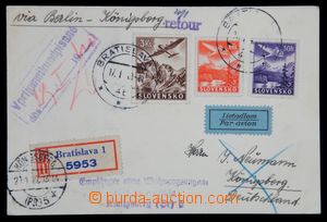 121480 - 1940 Reg and airmail letter to Germany,  with Alb.L1, L3, L5