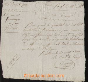 121518 - 1809 FRANCIE / NAPOLEONSKÉ VÁLKY  rekvírovací potvrzení