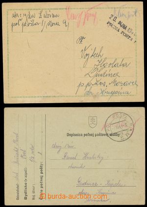 121559 - 1941-44 2x lístek přepravený PP, 1x úředně vydaný s v
