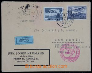 121607 - 1937 Let-dopis do Brazílie vyfr. zn. Pof.L11, L14, DR PRAHA
