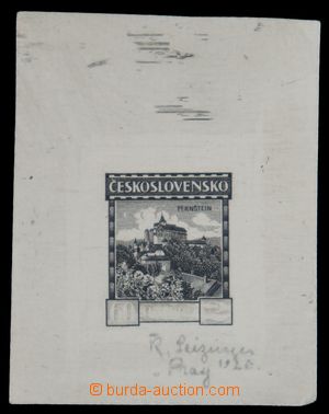 121654 - 1926 PLATE PROOF Pof.221, Pernštejn, print original gravure