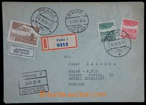 121664 - 1935 R+Let-dopis do Švédska, vyfr. zn. Pof.L7 + L8 + L12, 