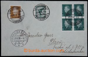 121712 - 1930 Let-dopis do ČSR,  vyfr. zn. Mi.410 + 378 + 4-blok Mi.