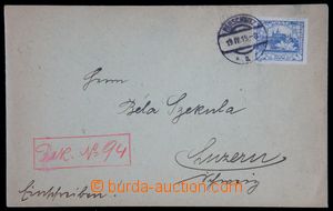 121729 - 1919 R-dopis do Švýcarska, vyfr. zn. Pof.22, DR PARSCHNITZ