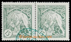 121764 -  Pof-27Aa , 15h green, horizontal pair, light green, marked,