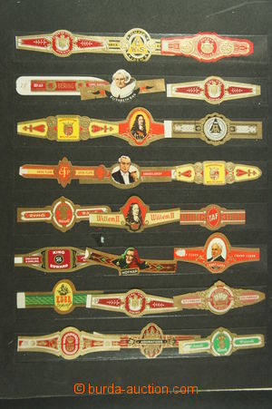 121851 - 1930-60 CIGAR BANDS  114 pcs of various stripe, on 5 stock-s