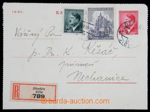 121863 - 1945 CZL5, sent as Registered, without margins, uprated with