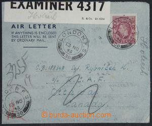 121875 - 1943 RAF čs. letectvo, letecká zálepka zaslaná do Kanady