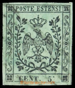 121948 - 1852 Mi.1 I., Coat of arms 5c black on green paper, very wid