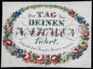 121981 - 1836 CONGRATULARION  by hand colored paper slip 8,5x6,5cm fr