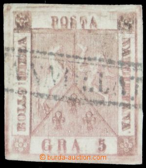 122036 - 1858 Mi.4, Trojdílný znak 5Gr hnědočervená, dvojitý ti