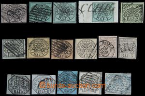 122063 - 1852 Mi.1-9, the first issue., comp. 15 pcs of, color shades