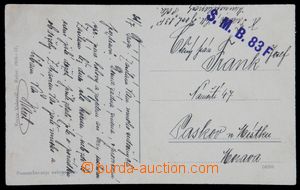 122068 - 1917 S.M.B.83F, řádkové fialové razítko na pohlednici a