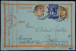 122215 - 1941 PC Mi.P52 to Prague, uprated with stamp Mi.61, 1001, CD