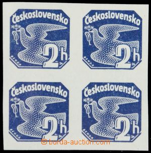 122261 - 1937 Pof.NV14ZT, 2h modrá, 4-blok, nažloutlý papír bez l