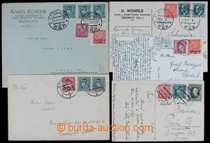 122336 - 1939 sestava 5 kusů listovních zásilek se smíšenou čs.