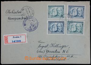 122382 - 1949 CENZURA  R-dopis do Německa, vyfr. zn. 2x Pof.514 + 2x