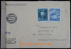122386 - 1948 CENZURA  dopis do Německa, vyfr. zn. Pof.449+475, 2x D