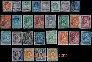122442 - 1893-97 selection of 28 pcs of stamps, i.a. SG.7 - 2x bisect