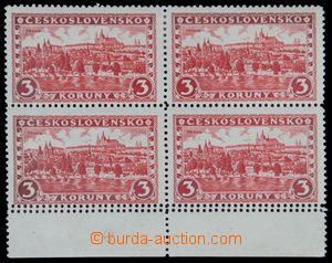 122542 - 1926 Pof.230VV, Prague 3CZK, block of four with double perf 