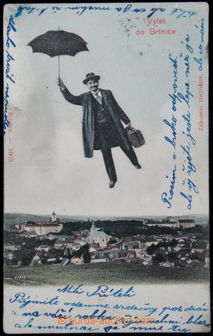 122674 - 1903 BRTNICE - koláž s deštníkem nad městem; DA, prošl