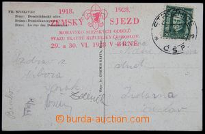 122721 - 1928 SKAUTING / ČSR I.  prošlá pohlednice s červeným ka