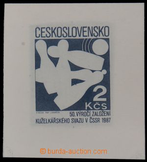 122758 - 1987 Pof.2779 ZT, Kuželky 2Kčs, zkusmý tisk na kartónu