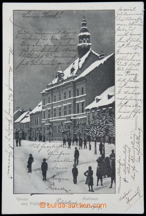 122775 - 1909 VALTICE (Feldsberg) - zimní pohled, lidé na náměst