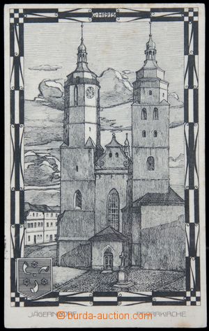 122791 - 1913 KRNOV (Jägerndorf) - kreslená, kostel; prošlá, velm