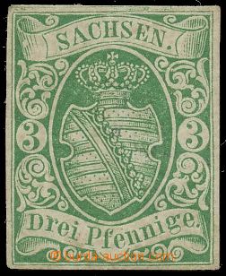 123438 - 1851 Mi.2 I.a, Coat of arms 3Pf dark green, wide margins, or