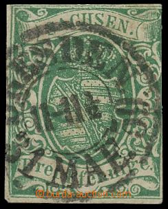 123441 - 1851 Mi.2 I.a, Coat of arms 3Pf dark green, R light cut, on 